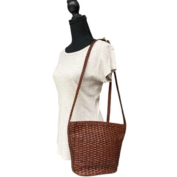 GEM Vintage Genuine Leather Brown Woven Crossbody Bag Made in Brazil - Picture 8 of 16